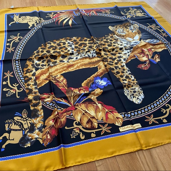 ❌SOLD❌ SALVATORE FERRAGAMO Silk Leopard Scarf - Picture 2 of 3